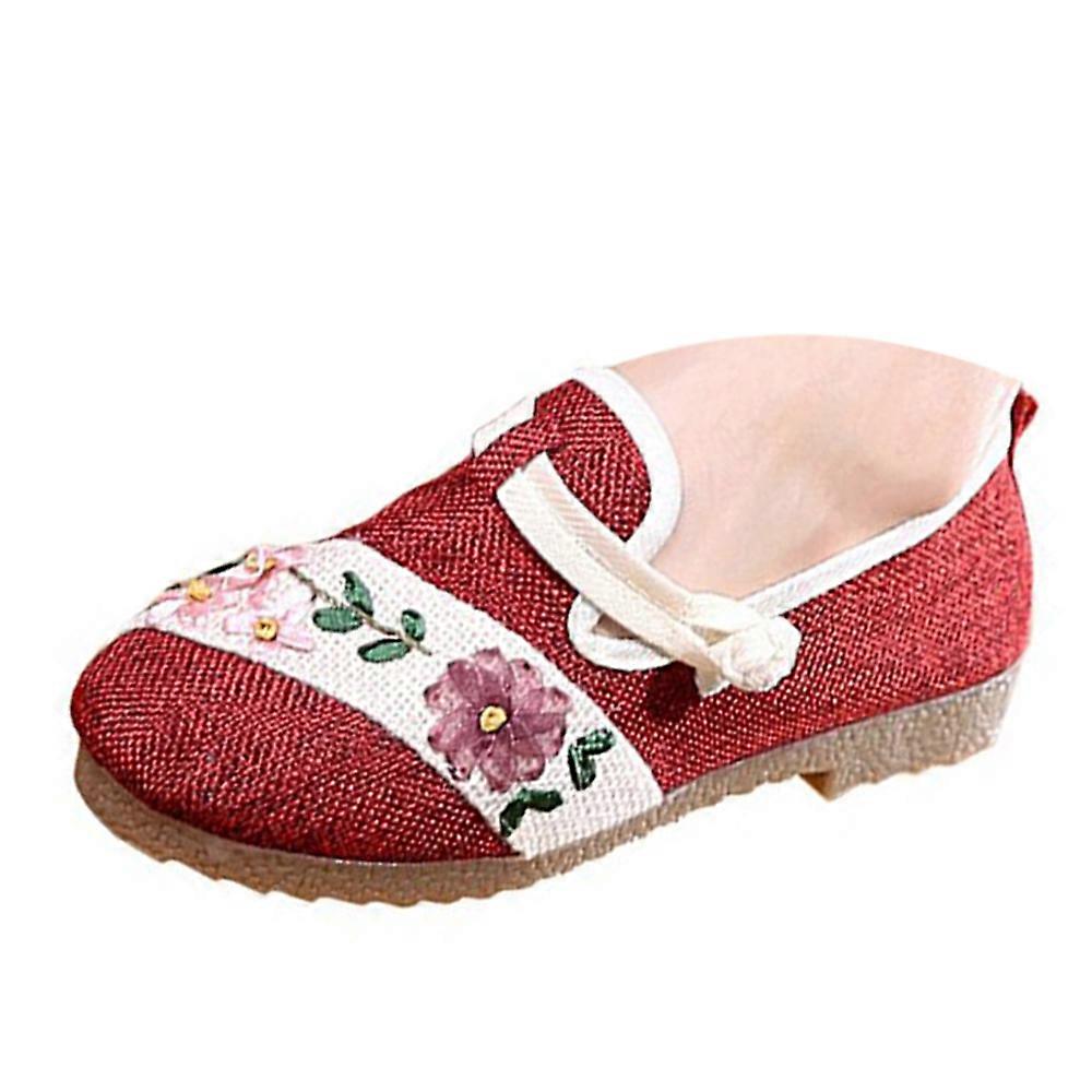 Chaussures brodées en tissu de Pékin ancien, semelles souples