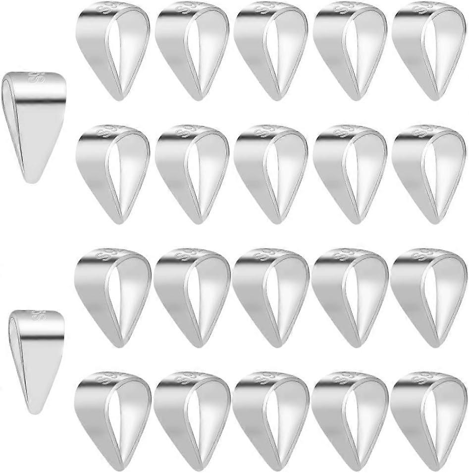 925 Sterling Silver Snap On Bails Hook Pendant Clasps 20pcs 2 Sizes Open Pinch Clip Bail Pendant Connector Hook Dangle Charm for Neckalces Bracelets J