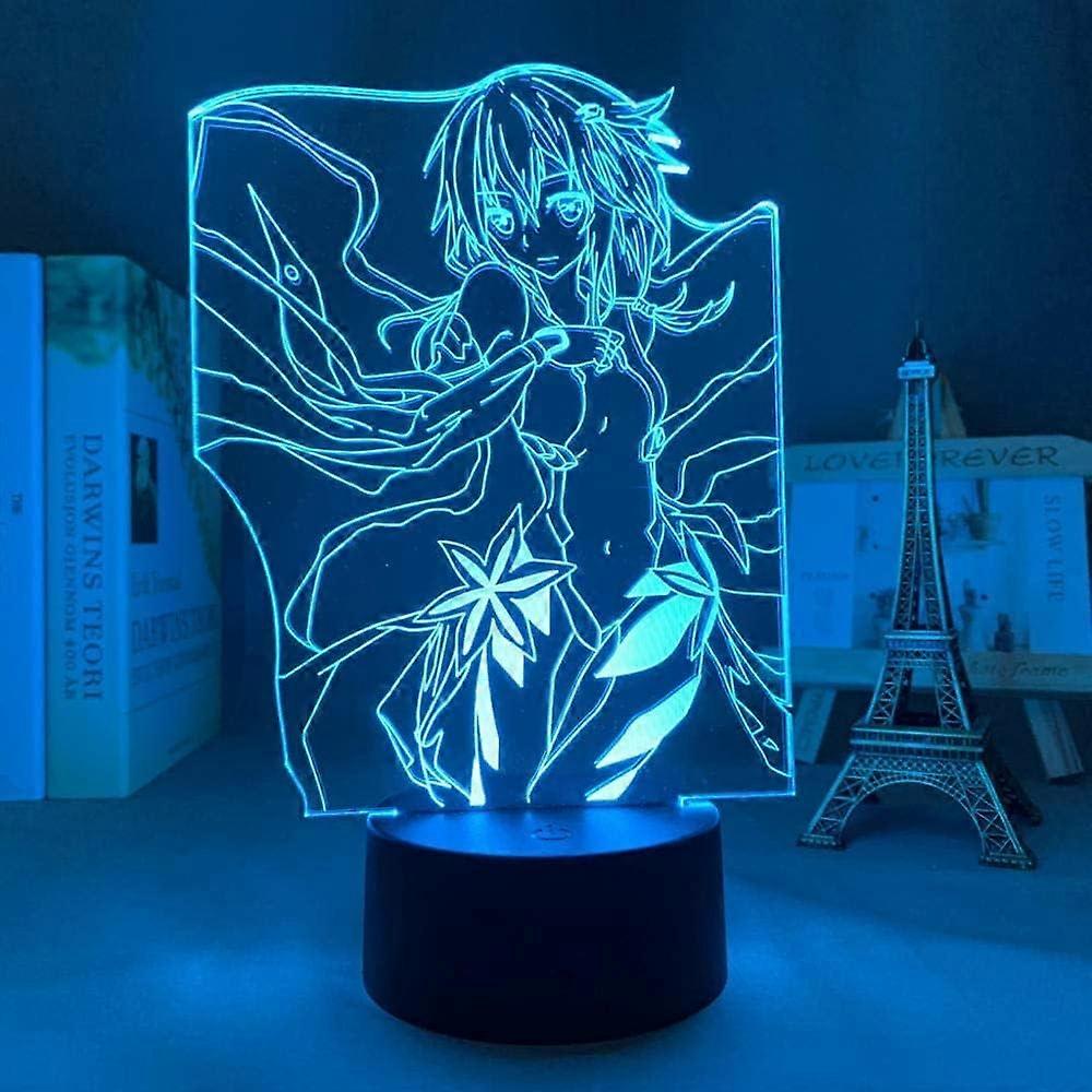 Guilty Crown Inori Yuzuriha 3D Night Light, Acrylic Panel Abs Base USB Cable Illusion Effect Multi-Color Remote Control Lamp Gift for Anime Lovers (Co