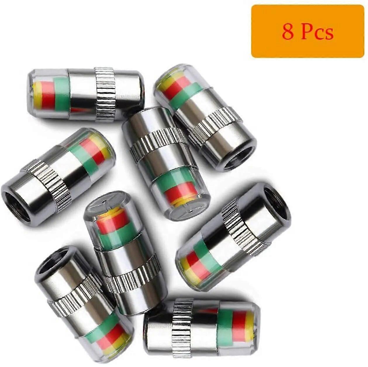 ZZTZZ 32-36PSI TPMS Tire Pressure Monitor Valve Stem Cap Tyre Sensor Indicator 3 Color Eye Alert 8PCS Motor Vehicle Tire Accessories