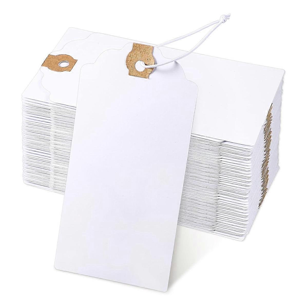 120 Pack Tags with Elastic String Marking Hang Tags with String Attached Reinforced Hole Writable Tags 4.76x2.36Inch