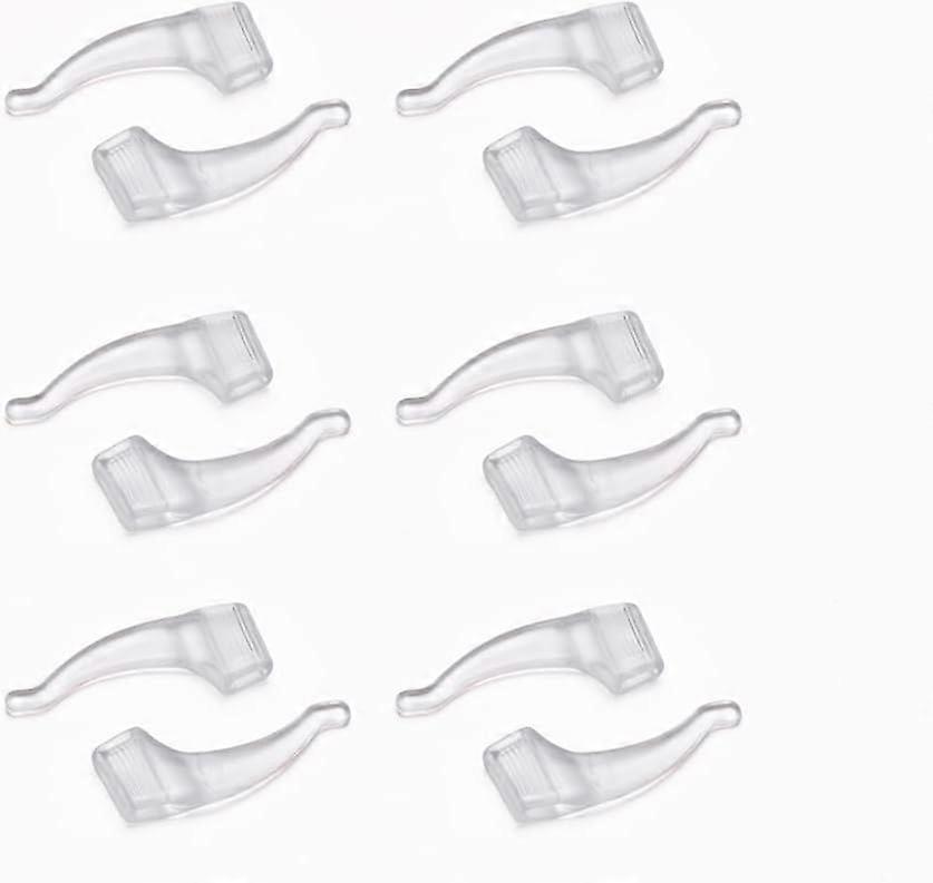 Glasses Ear Hooks (Clear) 6 Pairs, Comfortable Non-Slip Silicone Lens Holder for Sports Glasses Temple Tips