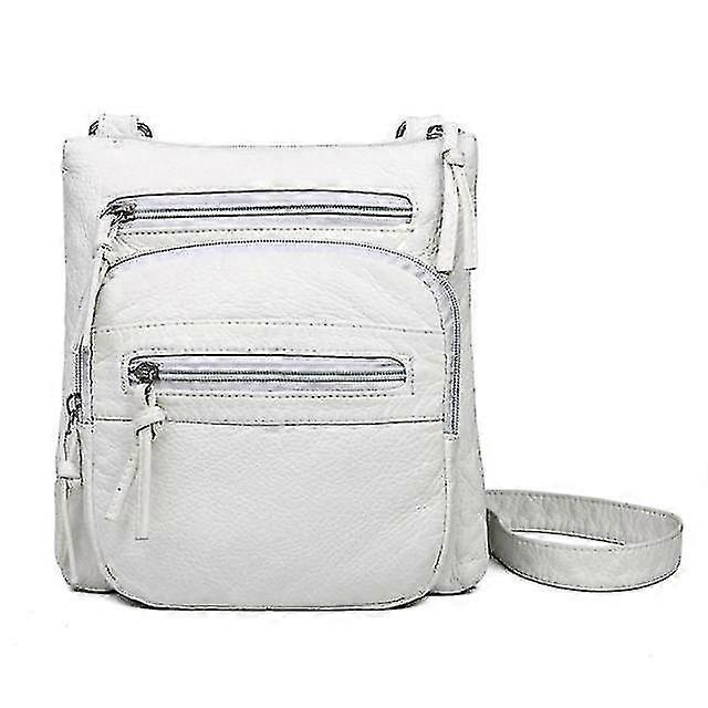 תיק רך קטן תיק גברת תיק תיק כתף עור לבן שטוף תיק כיס ליידי מסנג