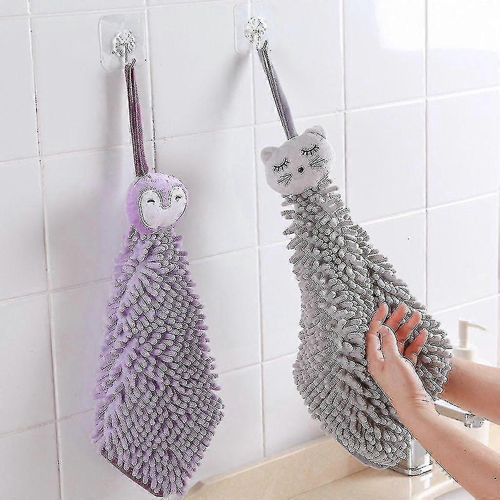 2 Pcs Bathroom Hands Towel Kitchen Bath Supplies Cleaning Tool Absorbent Microfiber