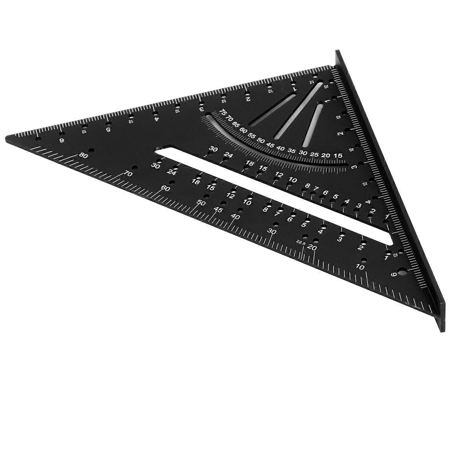 7 Inch 90 Degree Rafter Square Protractor Aluminum Alloy Woodworking Triangular Ruler Multi Angle Measuring Marking Tool Black 