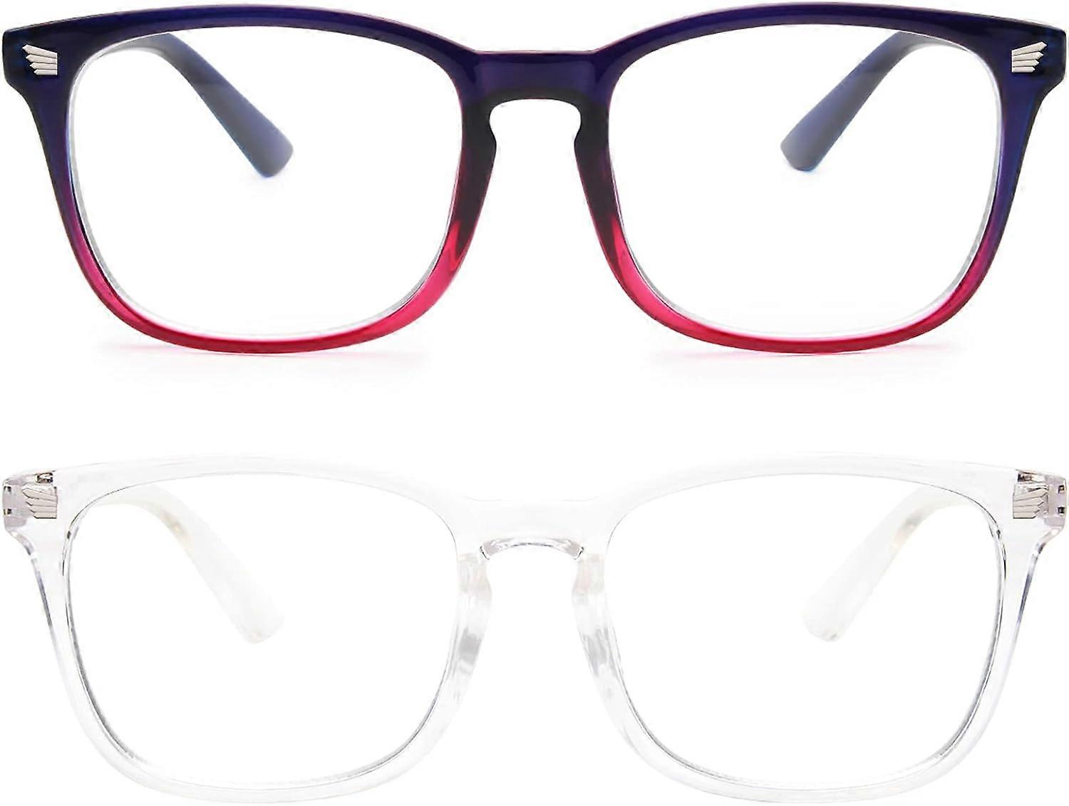 2パックブルーライトブロッキングメガネ、コンピューター読書/ゲーム/テレビ/電話メガネ女性男性用