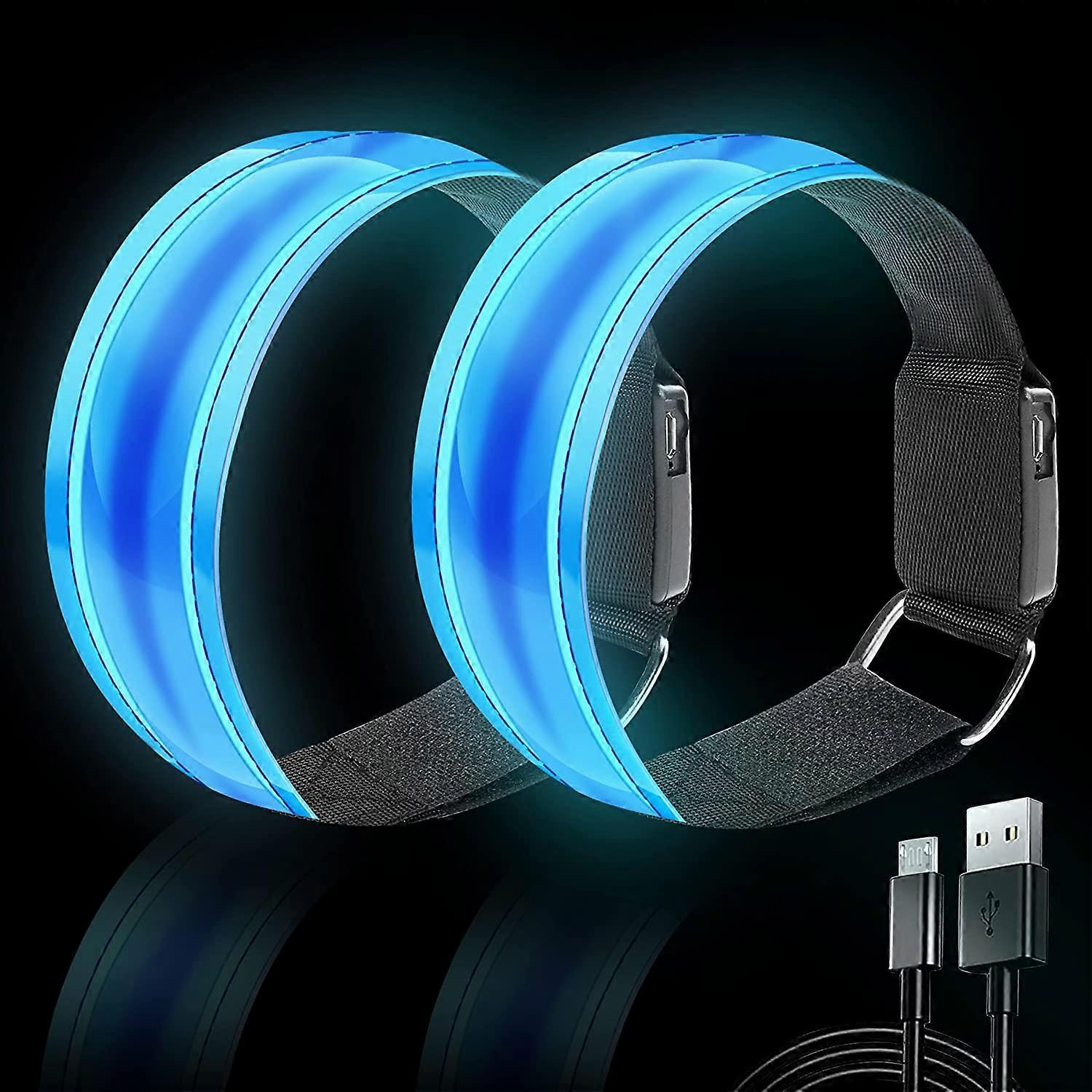 Rechargeable LED Armband | High Visibility Led Running Lights for Runners | Reflective Running Gear Light Up Armbands Reflectors