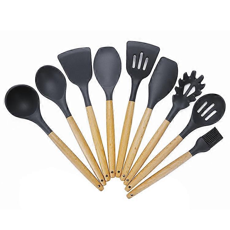9 in 1 A Version Wooden Handle Silicone Kitchen Tool