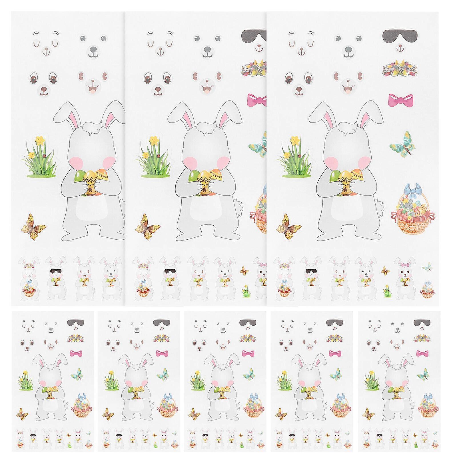 10 sheets of Easter Stickers Decorative Stickers Rabbit Pattern Decals DIY Decals