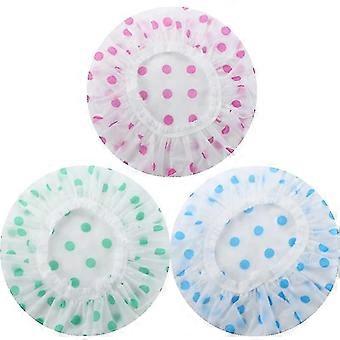 Althee Shower Cap. 3 Pieces Of Waterproof Shower Cap Plastic Reusable Shower Cap Elastic Belt Shower