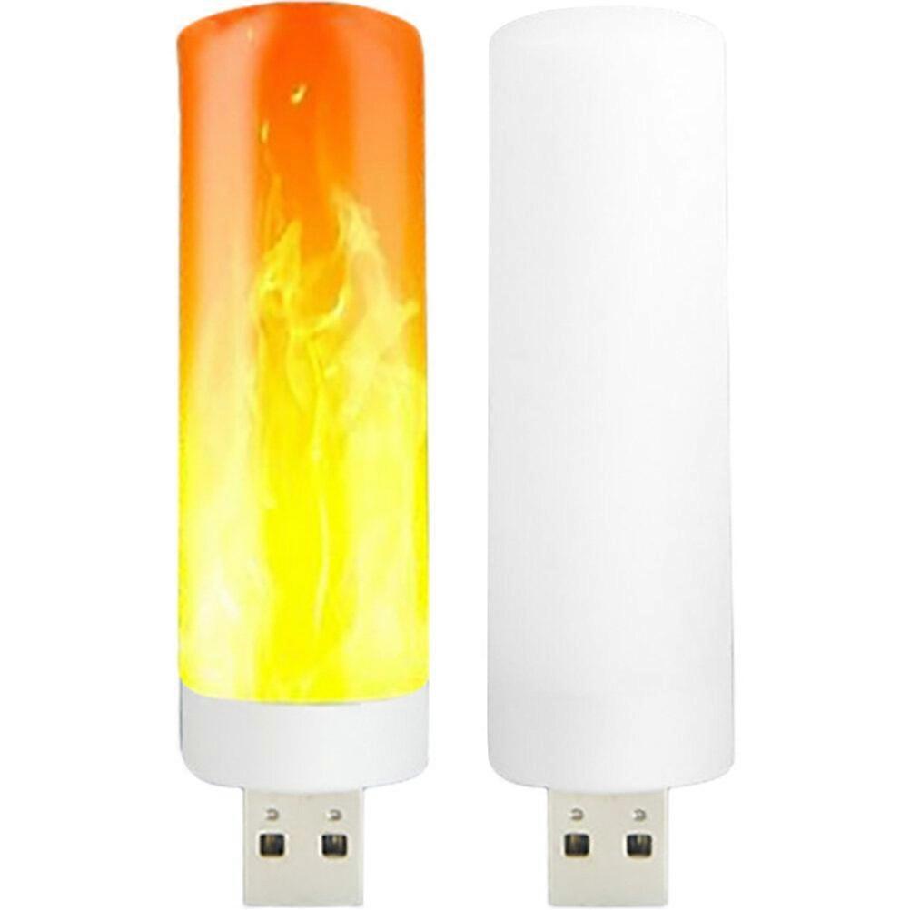 2Pcs LED Flame Effect Light USB Plug in Night Light Bedside Night Lamp Decoration
