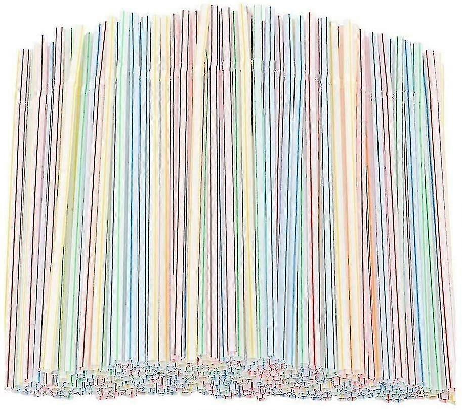 Flexible Plastic Straws Striped Bendable Straws For Parties Bareverage 600 Pcs