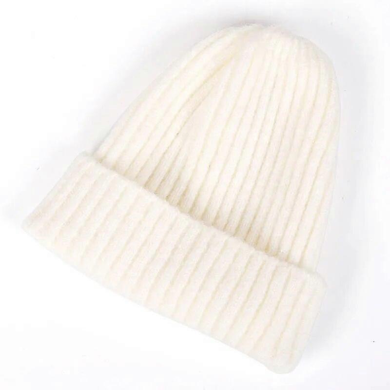 2021 New Beanies Women Solid Knitted Winter Warm Hats Simple Ladies Wool Knit Casual Caps Elegant All-match Beanie Bonnet