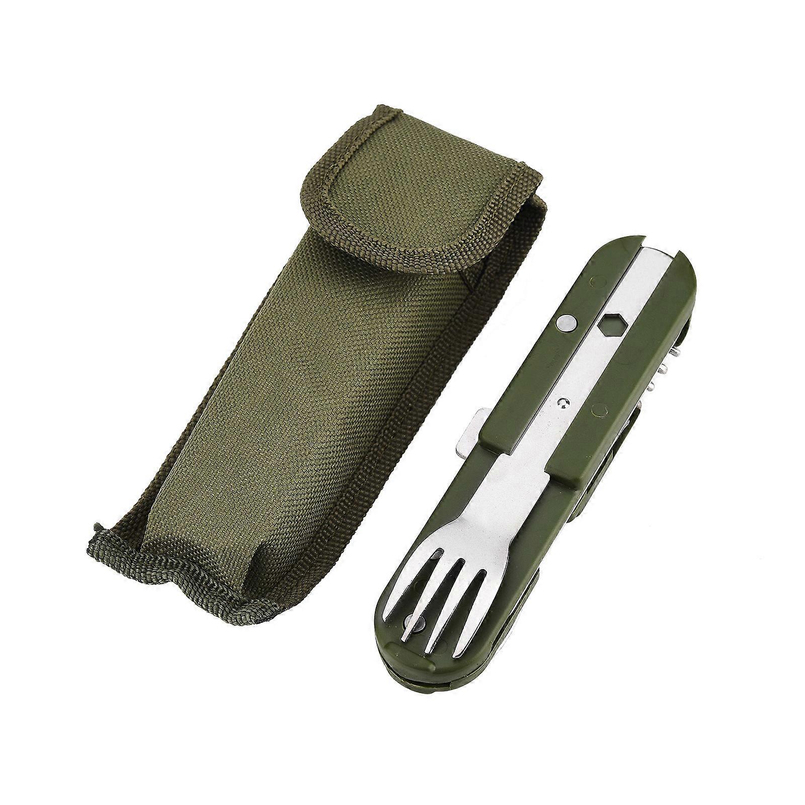 Hotsale! Outdoor Foldable Tableware Spoon Multi-function Hiking Camp Utensil Dinnerware Set