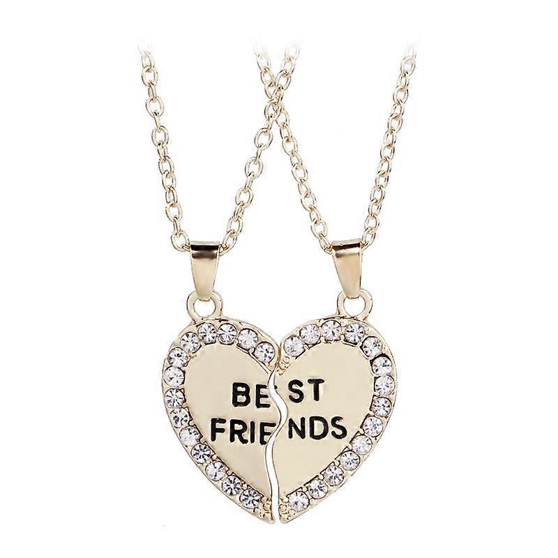 Heart Puzzle Necklace with Artificial Diamonds, for Couples and Friends
