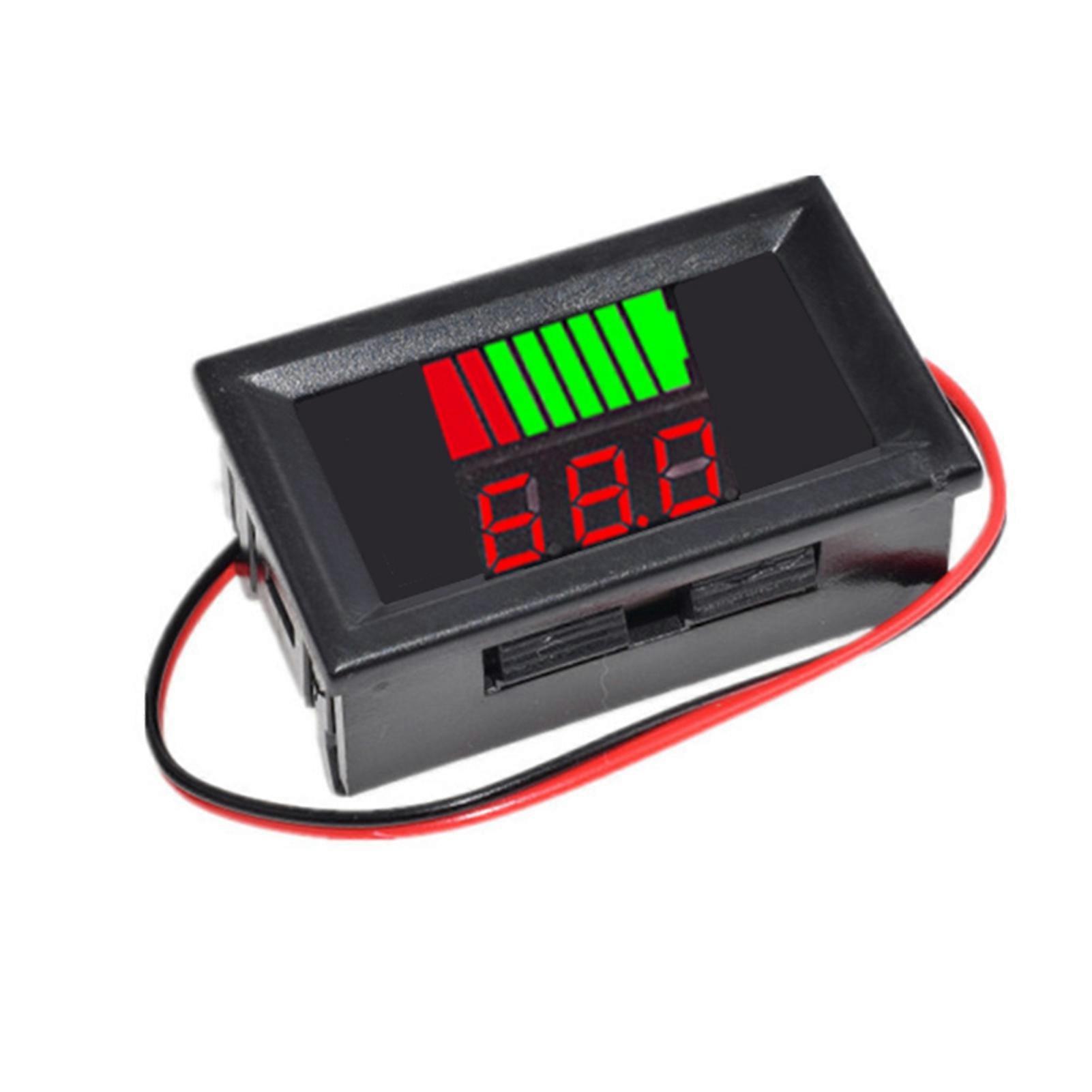 Mengxi Battery Capacity Meter 12V-60V LED Digital Display Low Power Warning 8-Stage Power Resolution Battery Capacity Indicator Household Accessory
