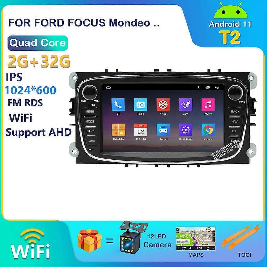 2 Din Car Android 11 CarPlay Radio Multimedia Player For Ford Focus S-Max Mondeo 9 Galaxy C-Max GPS Navigation Video DSP NO DVD