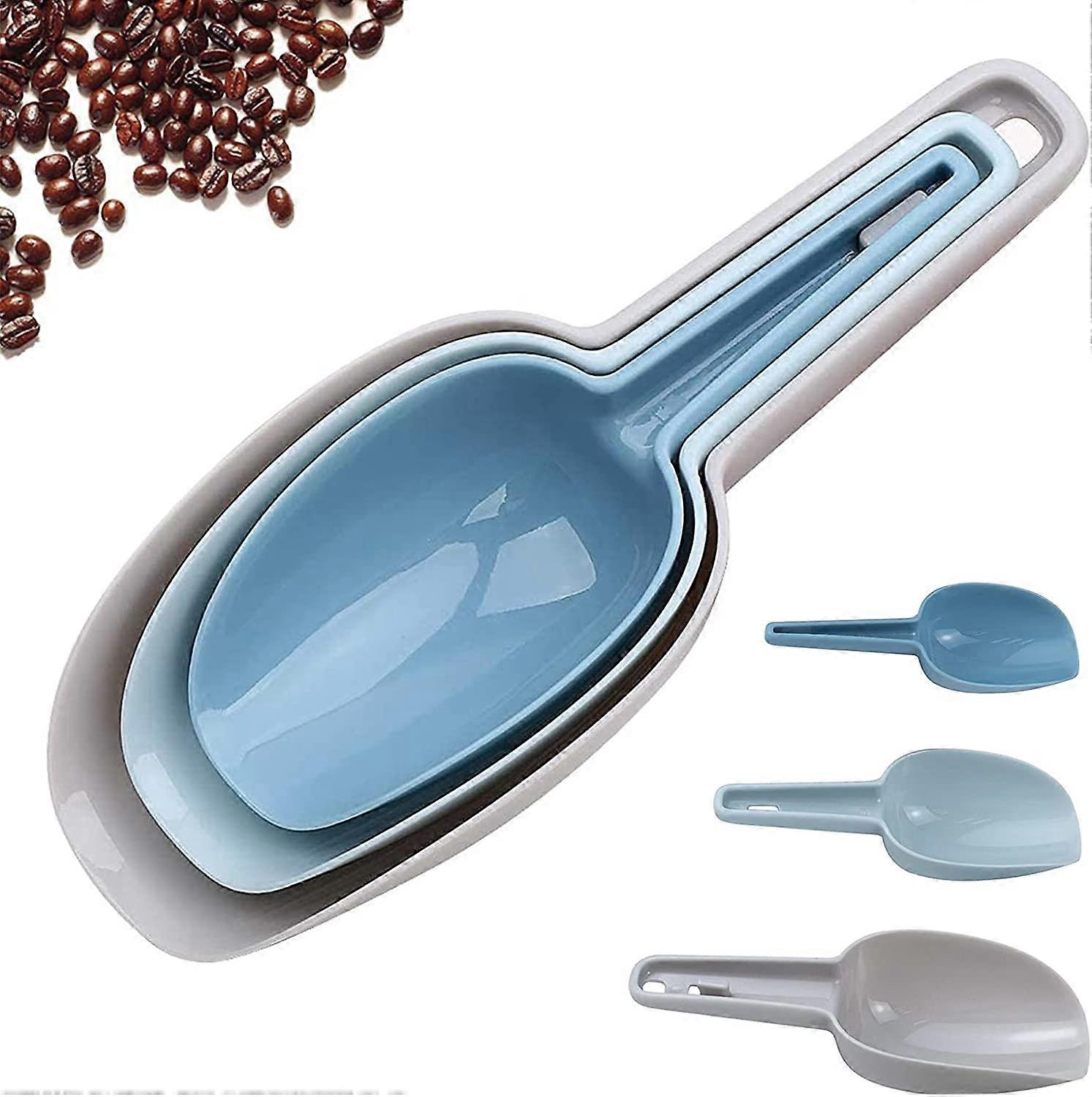 3 In 1Ice Scoop Set,Multi Purpose Plastic Kitchen Scoops Canisters,Ice Scooper For Freezer,Rice,Canisters,Flour,Dry Foods,Candy,Pop Corn,Coffee Beans