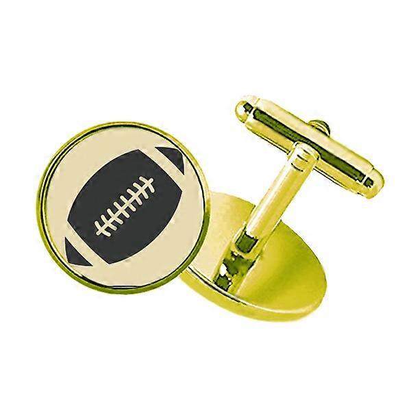 サッカースポーツシンプルな幾何学パターンスタッズビジネスメタルカフリンクスゴールデン