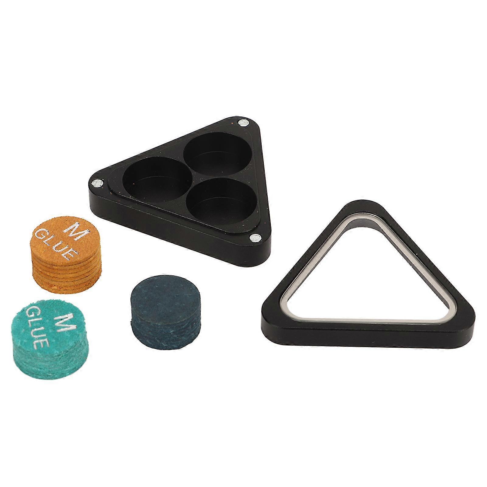 Black Billiard Pool Cue Tips - 13mm - Set of 3 - Replacement Tips with Triangle Storage Box