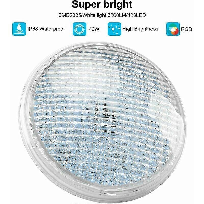 AHJ 36W LED Piscine PAR56 RGB Avec Télécommande - Lampe Étanche IP68 Projecteur Couleur 12V