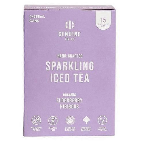 Genuine Tea Co. Organic Elderberry Hibiscus Sparkling Iced Tea, 355 Ml x 4 Count (Case Of 6)