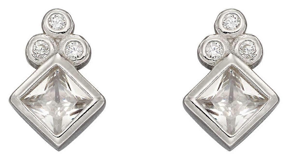 Beginnings Diamond Shape Stud Earrings - Silver