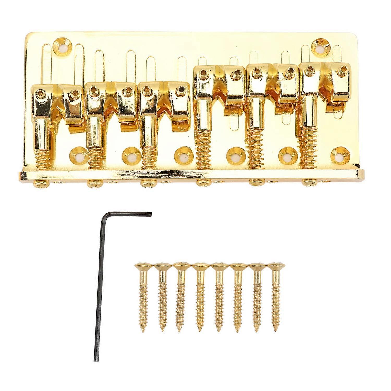 Bass Bridge Zinc Alloy Fixed Type 6 String Electric Bass Bridge Replacement for Practice Gold