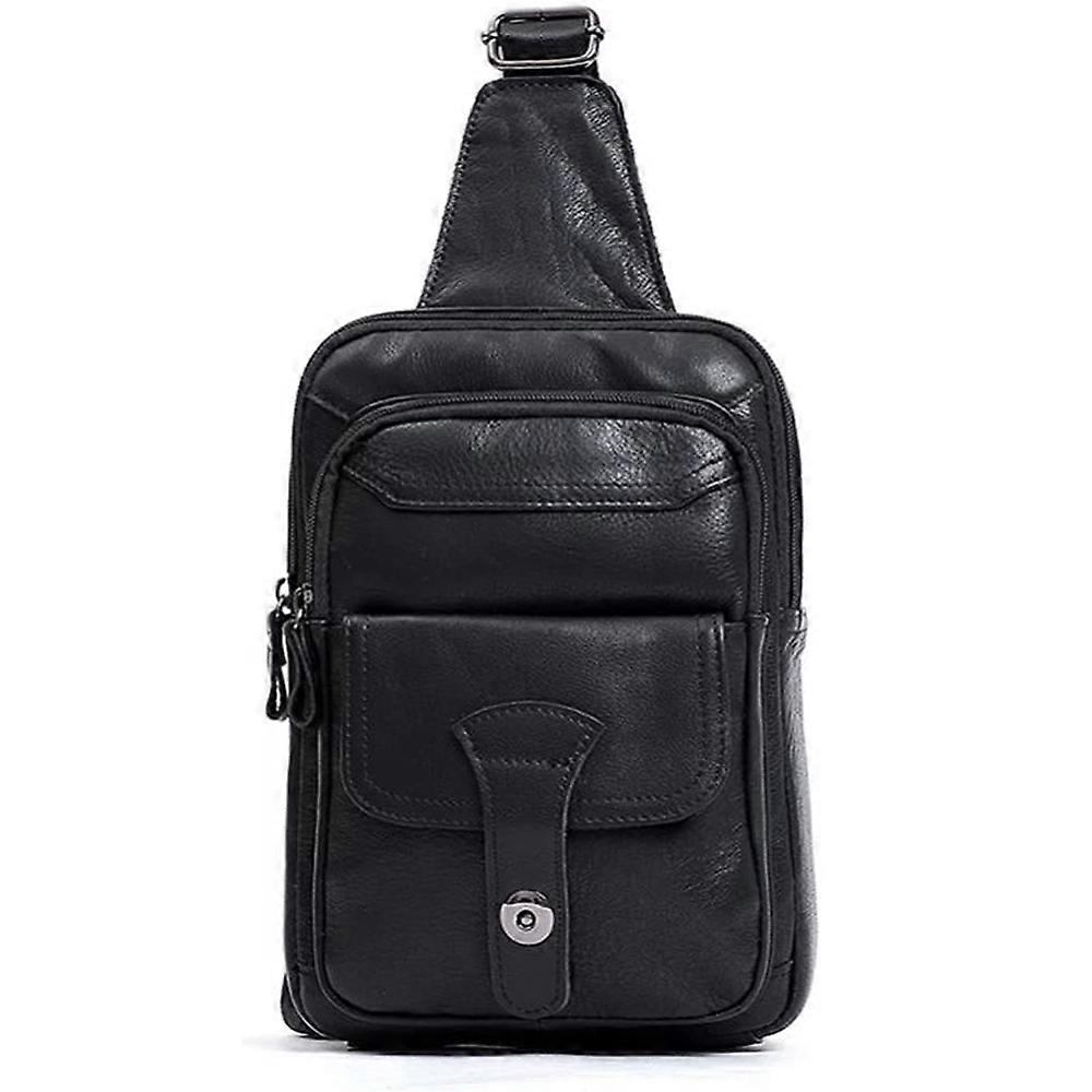 Retro Leather Chest Bag, Waterproof Crossover Backpack for Travel