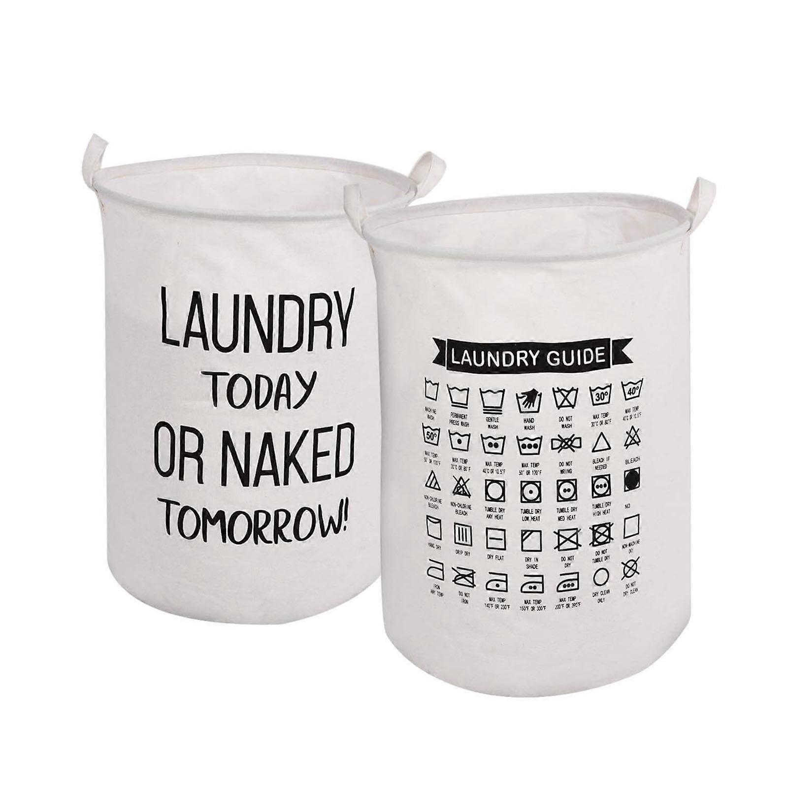 2pcs Foldable Waterproof Cotton Linen Laundry Baskets - Large Size