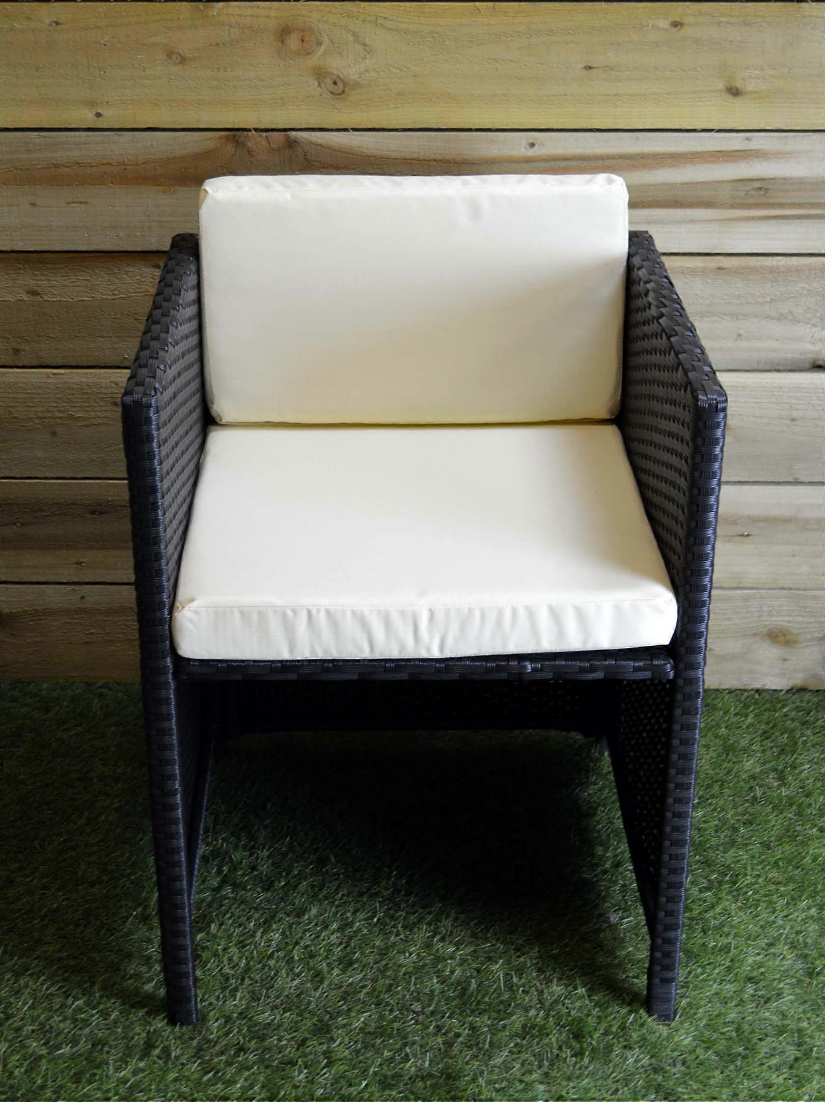 Four Rattan Cube Chairs With Cushions