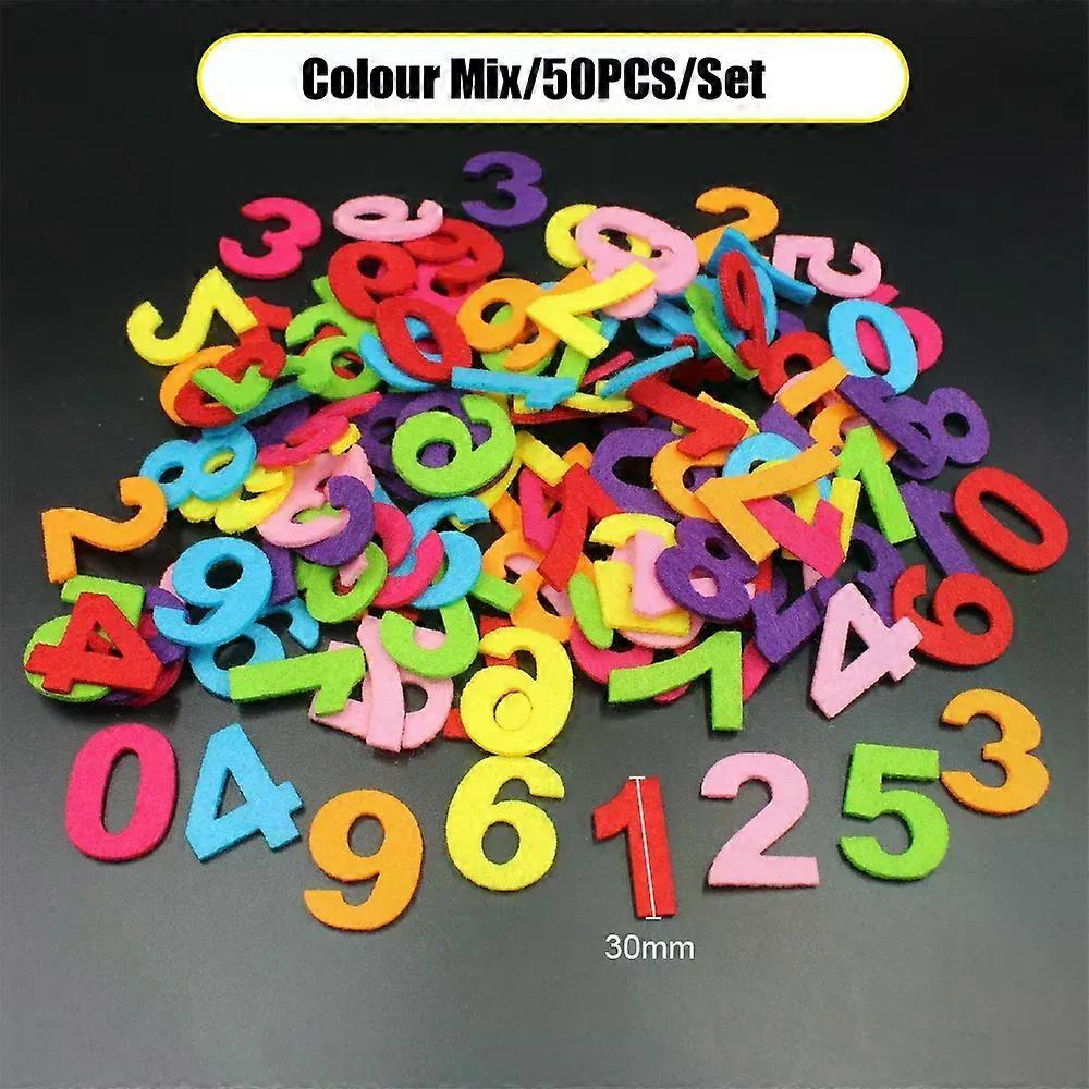 50Pcs Random Mixed Color Alphabet Number 0-9 Felt Cloth Polyester Fabrics Felt Fabric for DIY Mix Non-woven Sewing Supplies