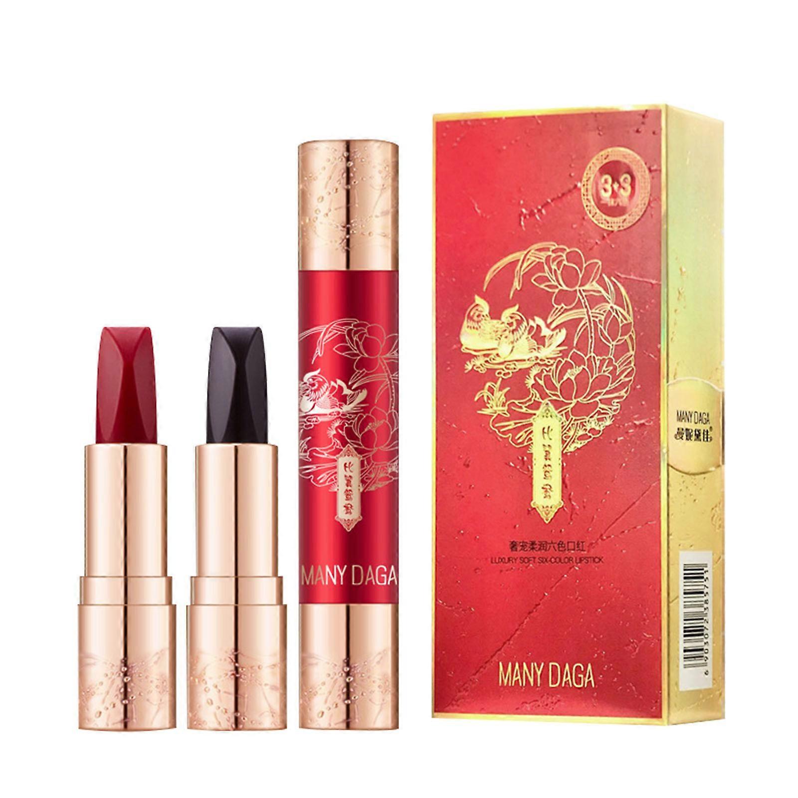 Matte Liquid Lipstick Set A 6 color Double tube Matte Velvet Lipstick That Is Easy To Take Off