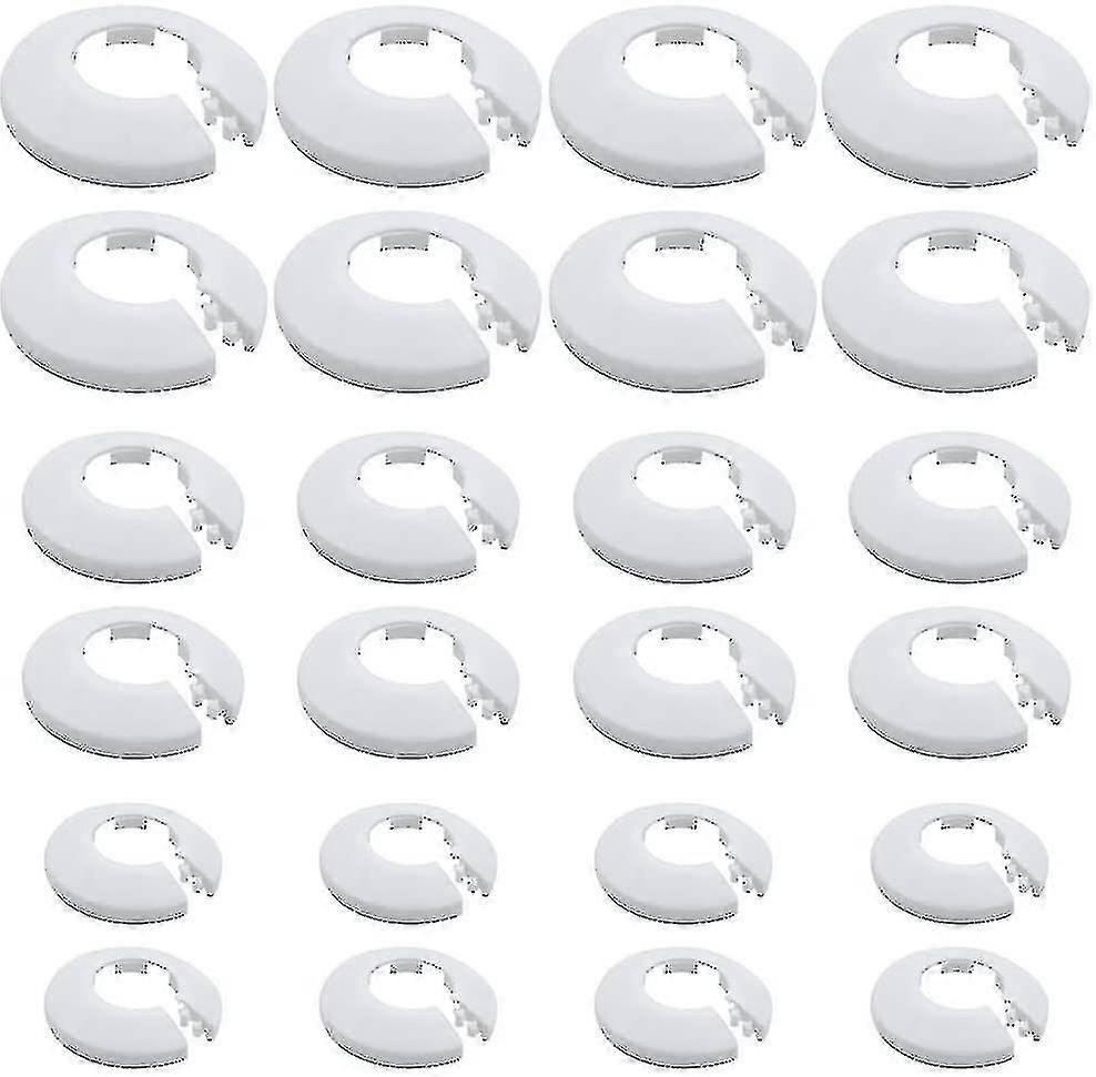(24 Pieces) Pipe Collars White Plastic Radiator Pipe Covers Wall Flange Easy