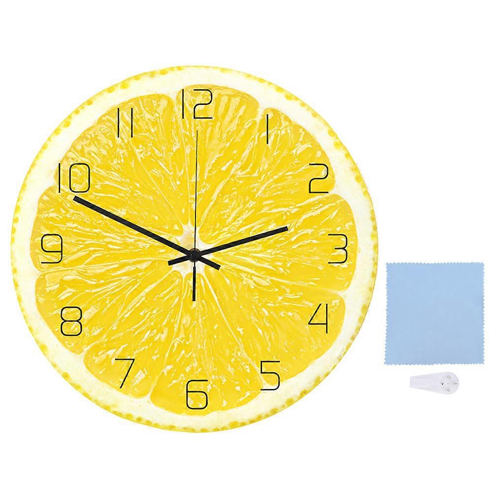 Lemon Fruit Pattern Acrylic Hanging Clock For Home Office Wall Decor