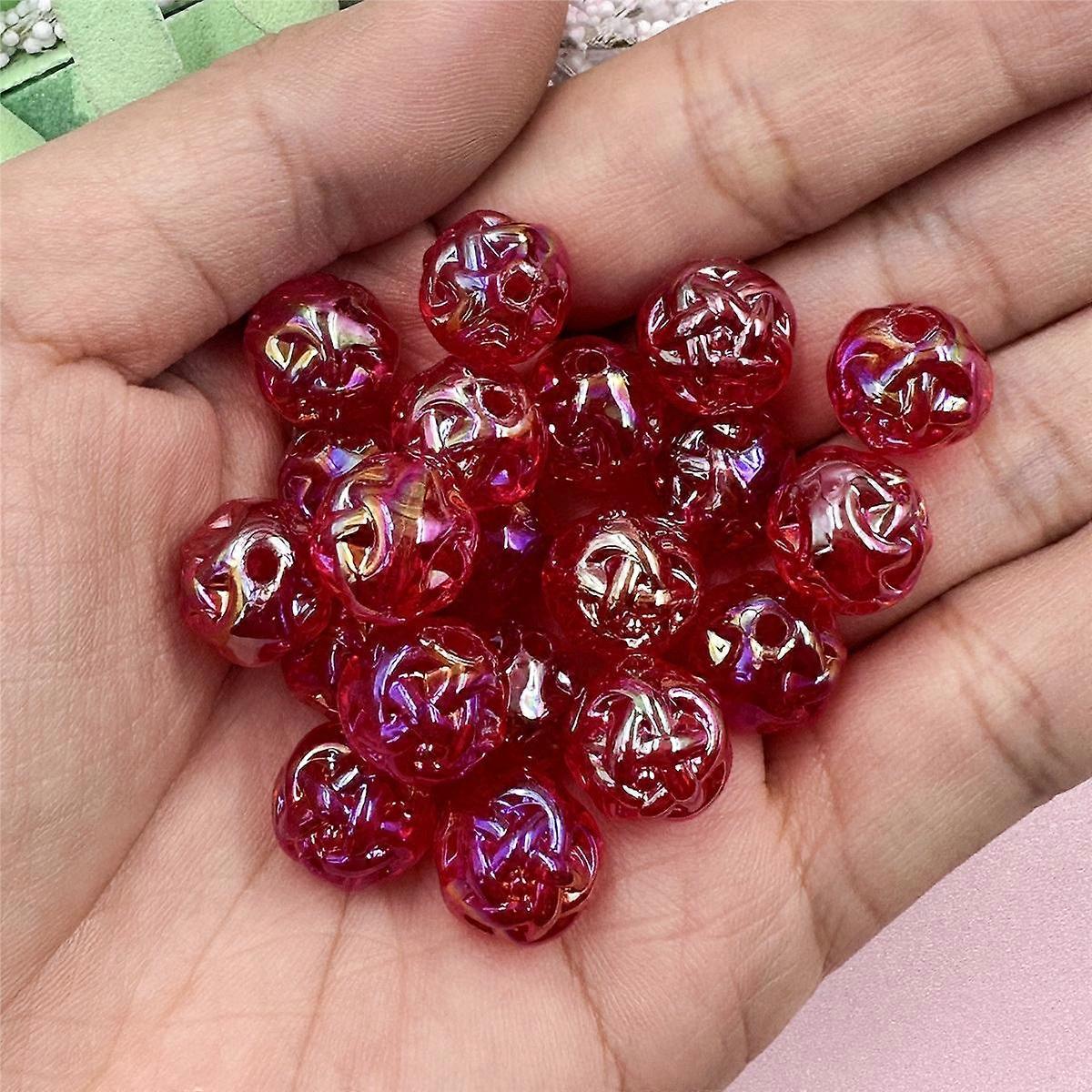 20Pcs 11.2mm DIY Beading Accessory Acrylic Round Beads With Hole Jelly Colored Sugar Handmade Material Craft DIY For Necklace Earrings Making