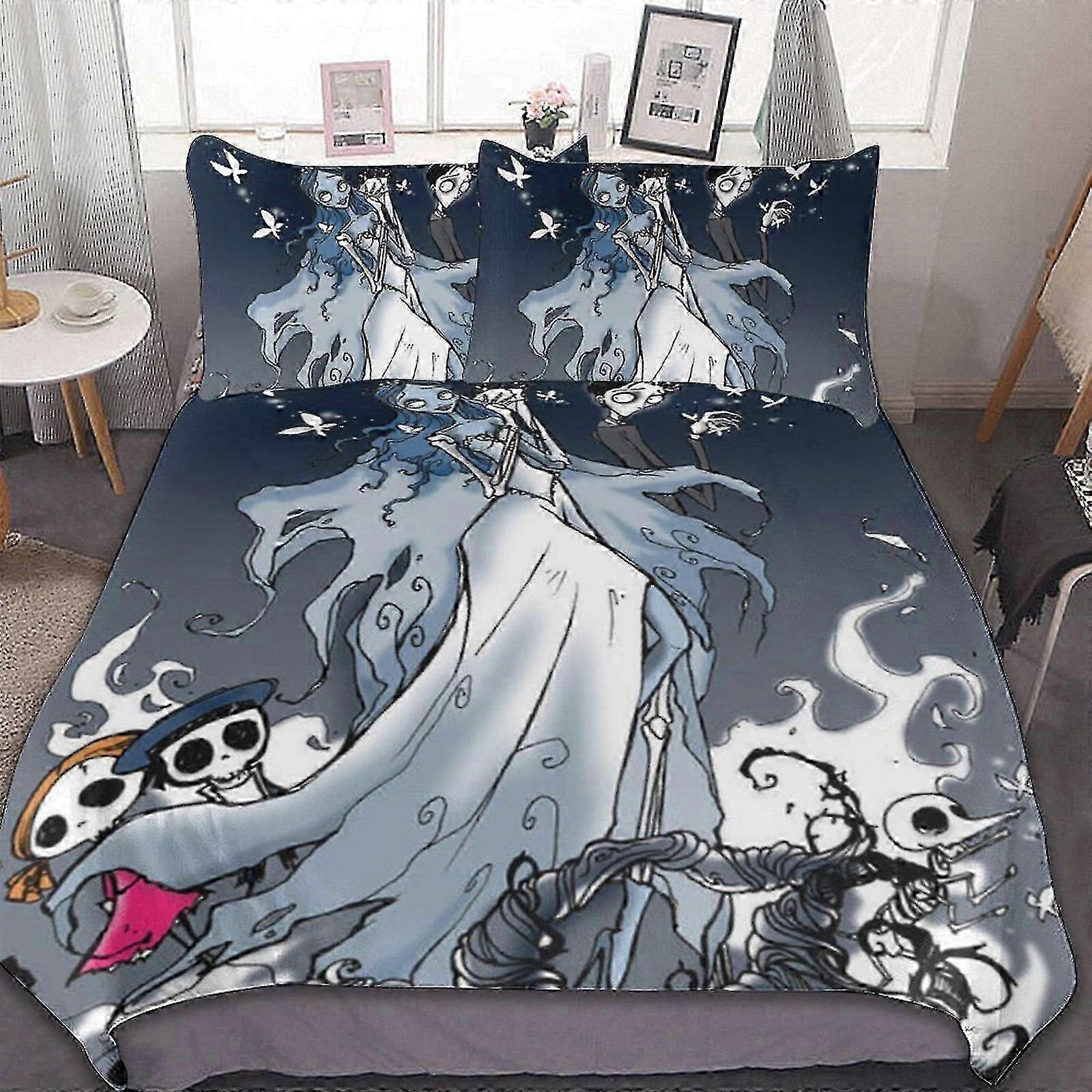b1291 Lençóis Noiva Cadáver 3 3 Peças 3 Peças Conjunto de Cama 1 Capa de Colcha e 2 Fronhas Lençóis gb1291