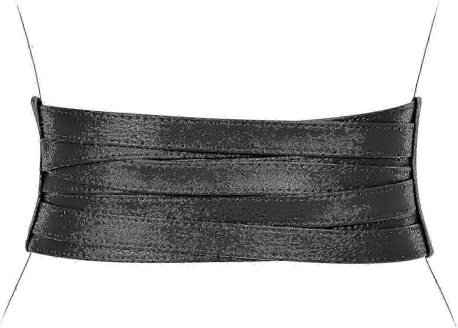 Brett midjebälte i läder för kvinnor - Elastiskt och stretchigt Obi-bälte