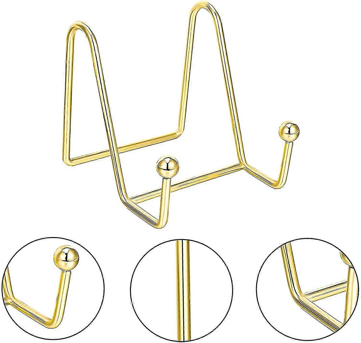 4pcs Plate Holders For Display Display Stand Metal Frame Stand For Photo Decorative Plate Book Easel Picture Golden