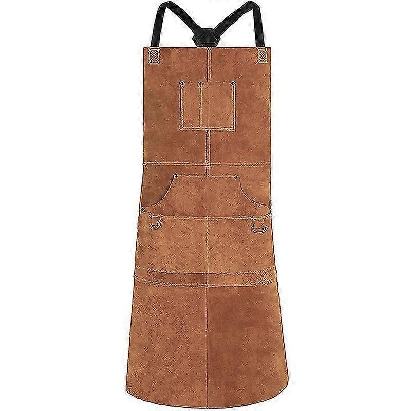 Double-sided Suede Leather Working Apron For Grilling, Woodwork, Machinists, Filming, Gardening, Farms
