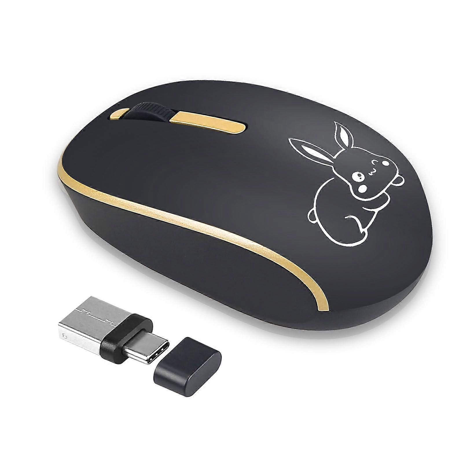 Wireless Mice 2.4G Silent Ergonomic 1200DPI with USB Receiver Type-C Adapter