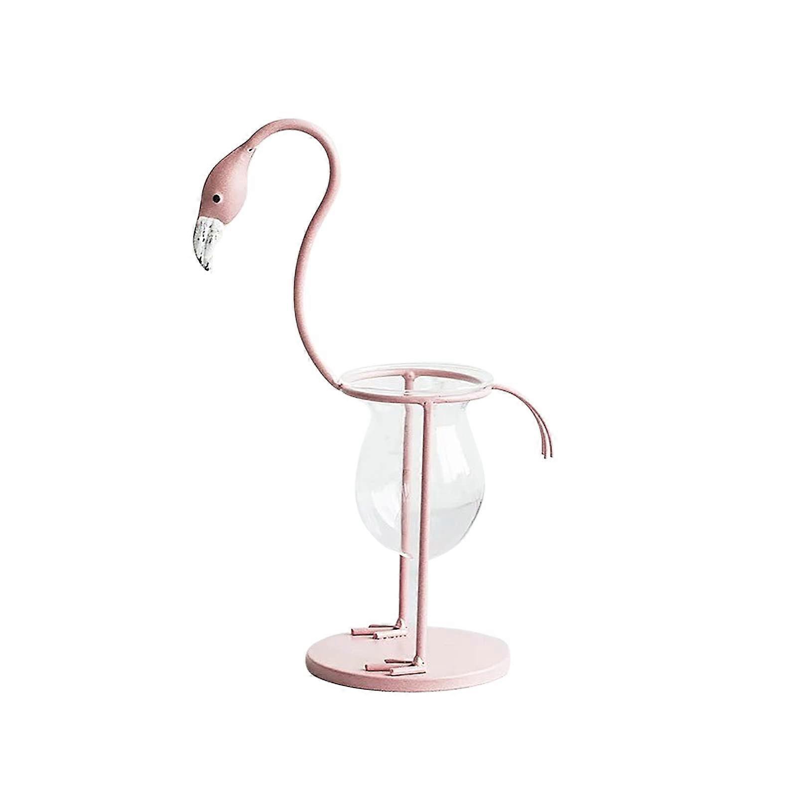 Hydroponics Vase Pink Flamingo Shaped Desktop Planter for Office Home Decor Table Centerpiece