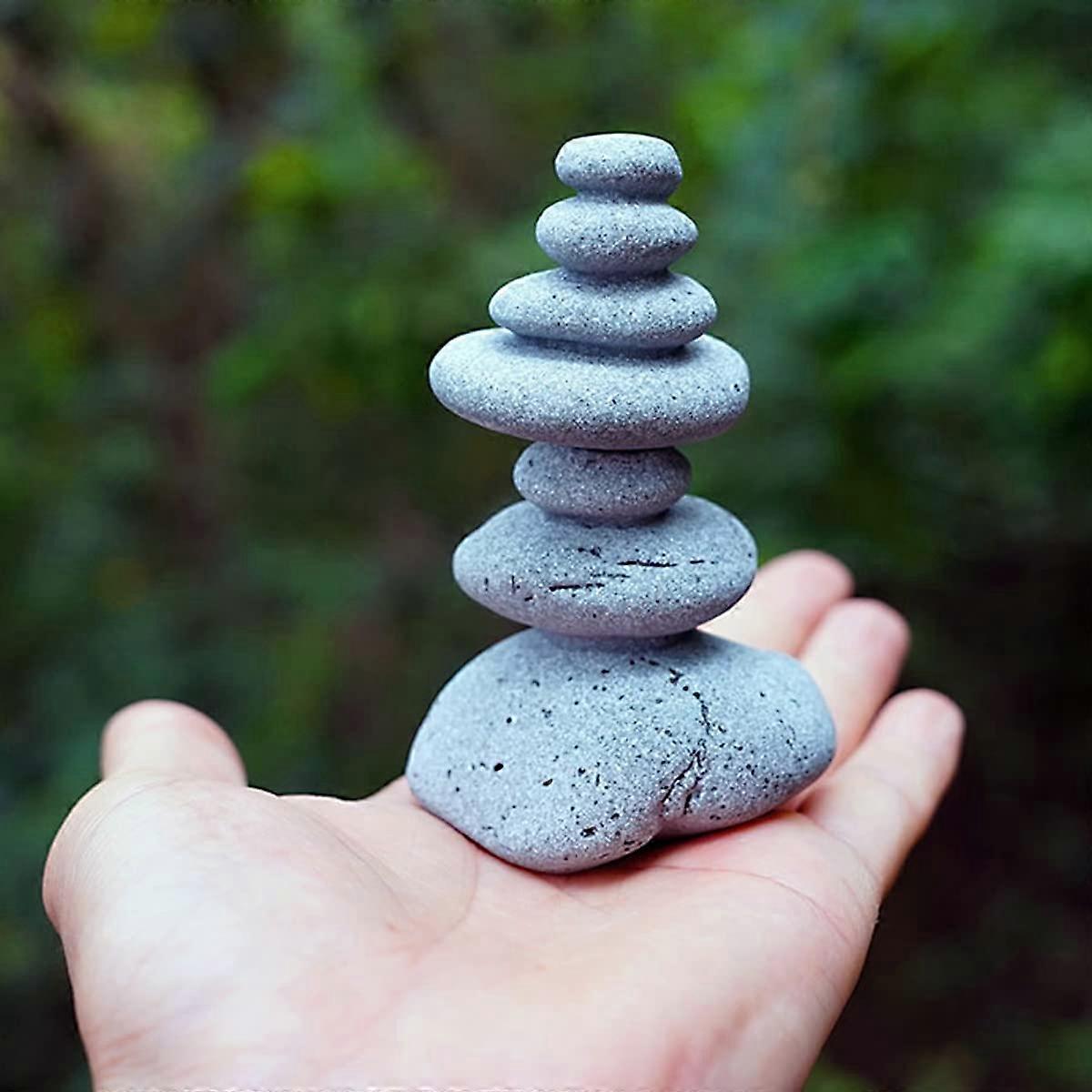 Cairn Statue Balanced Stones for Garden Decor 3.7"