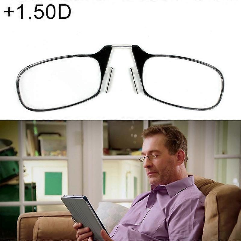 Ultra Thin High-definition Nose Resting Pocket Presbyopic Hypermetropic Reading Glasses, +1.50D(Black)