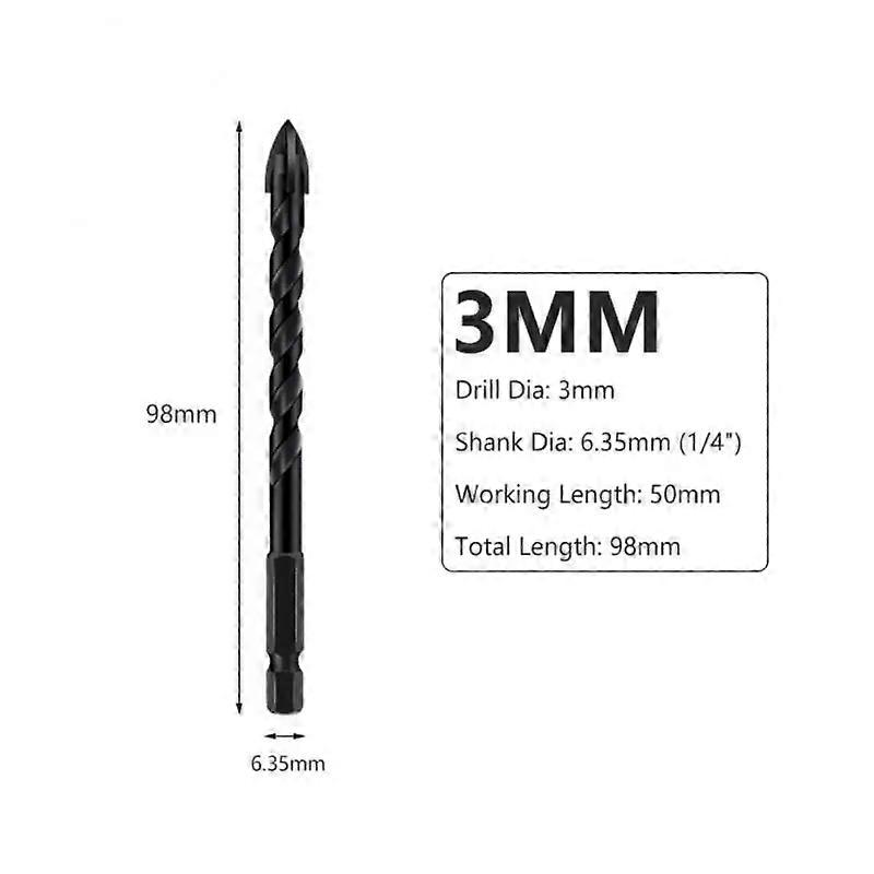 3-12mm Cross Hex Tile Drill Bits Set For Glass Ceramic Concrete Hole Opener Brick Hard Alloy Triangle Bit Tool Kit