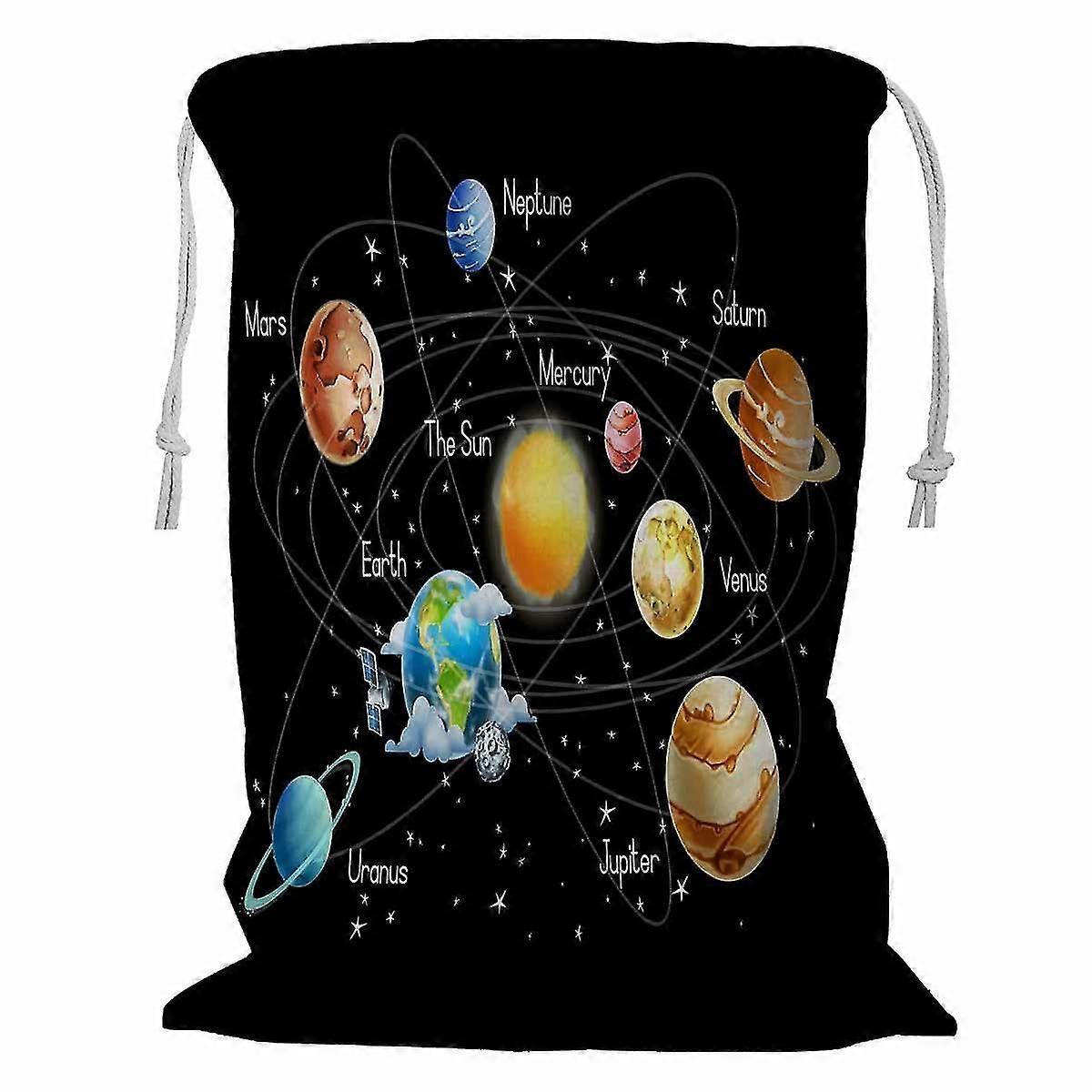 Solar System Storage Basket Laundry Bag With Drawstring 60x80 Cm B--16605