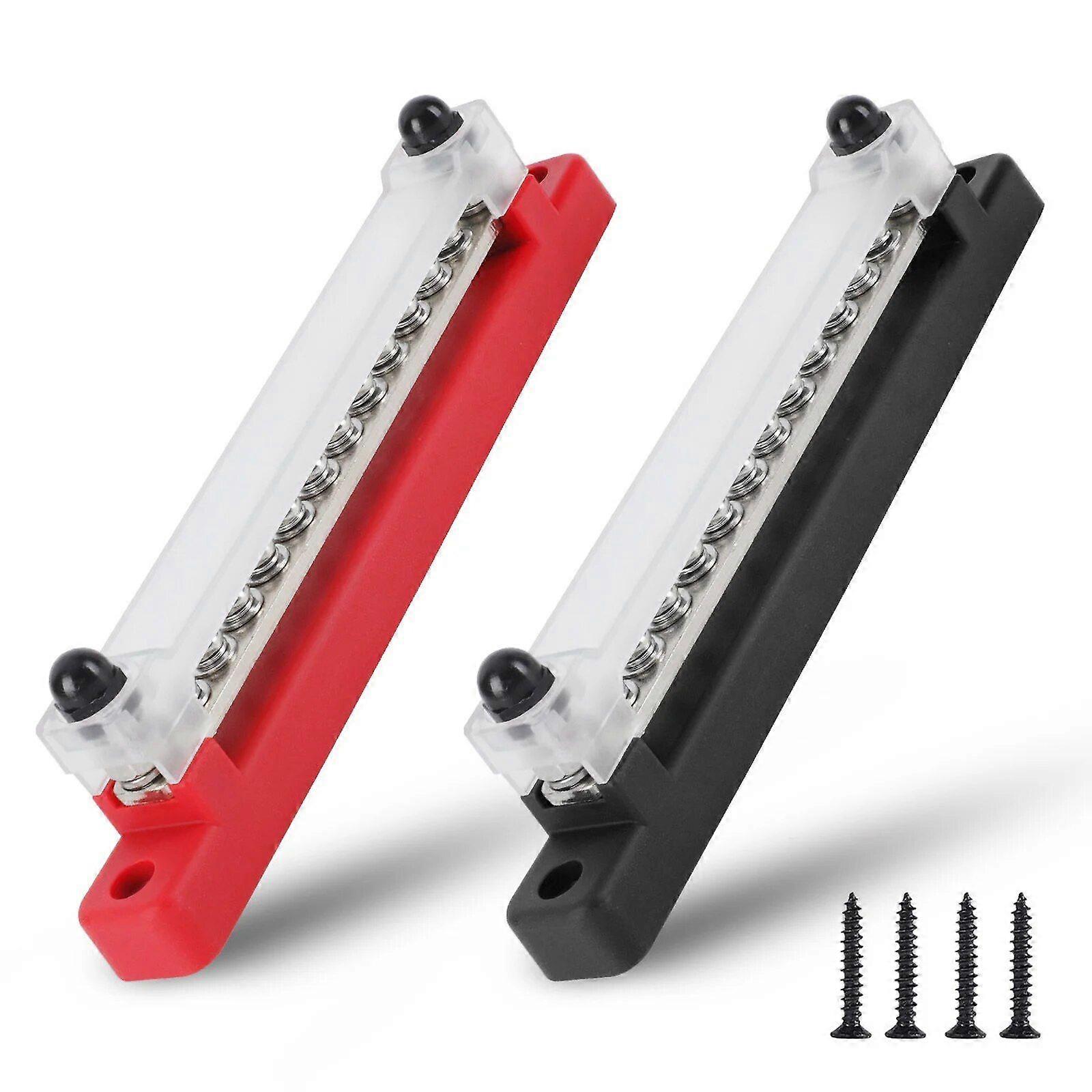 M6 Stud Bus Bar Battery Power Distribution Block 12V Positive Negative Buss Bar for Truck Boat Car Camper Caravan