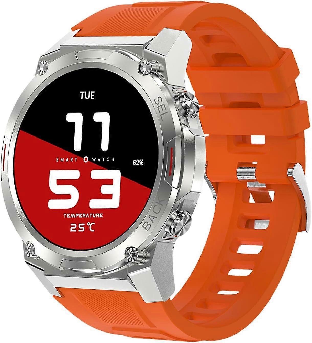 Smartwatch, 1.43" AMOLED Military Smart Watches for Men(Answer/Make Call), 400mAh IP68 Fitness Tracker with Heart Rate, Sleep Monitor with NFC(Orange)