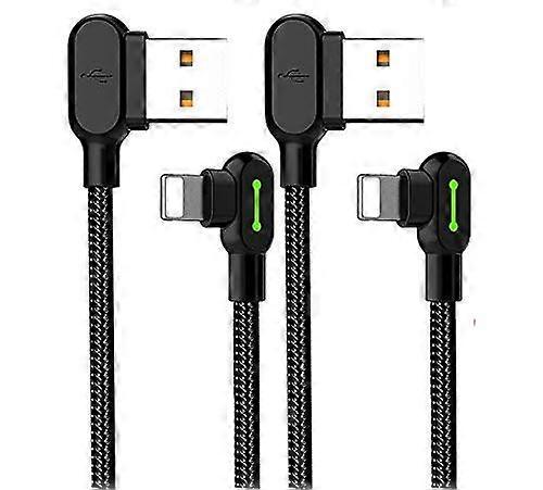 USB 90 Degree Right Angle Elbow Design Game LED Cable Nylon Braided Sync Charge 6FT/1.8M for iPhone 14/13/12/11 Pro Max