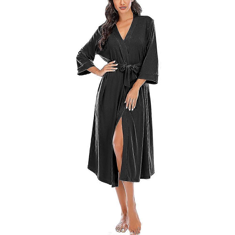Women's bathrobe/dress, soft V-neck kimono bathrobe